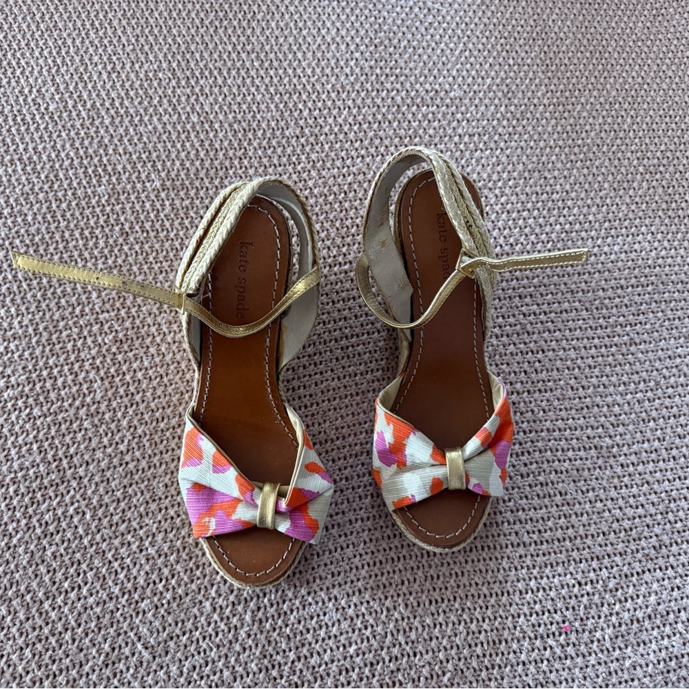 Kate Spade New York Pink Gold Rope Wedges Wedge Sandals size 8